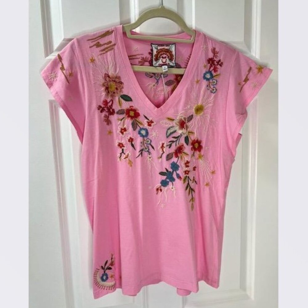 Johnny Was Lissa Flutter Sleeve Tee in Begonia/Pink – Size Small – NWT - Picture 2 of 7